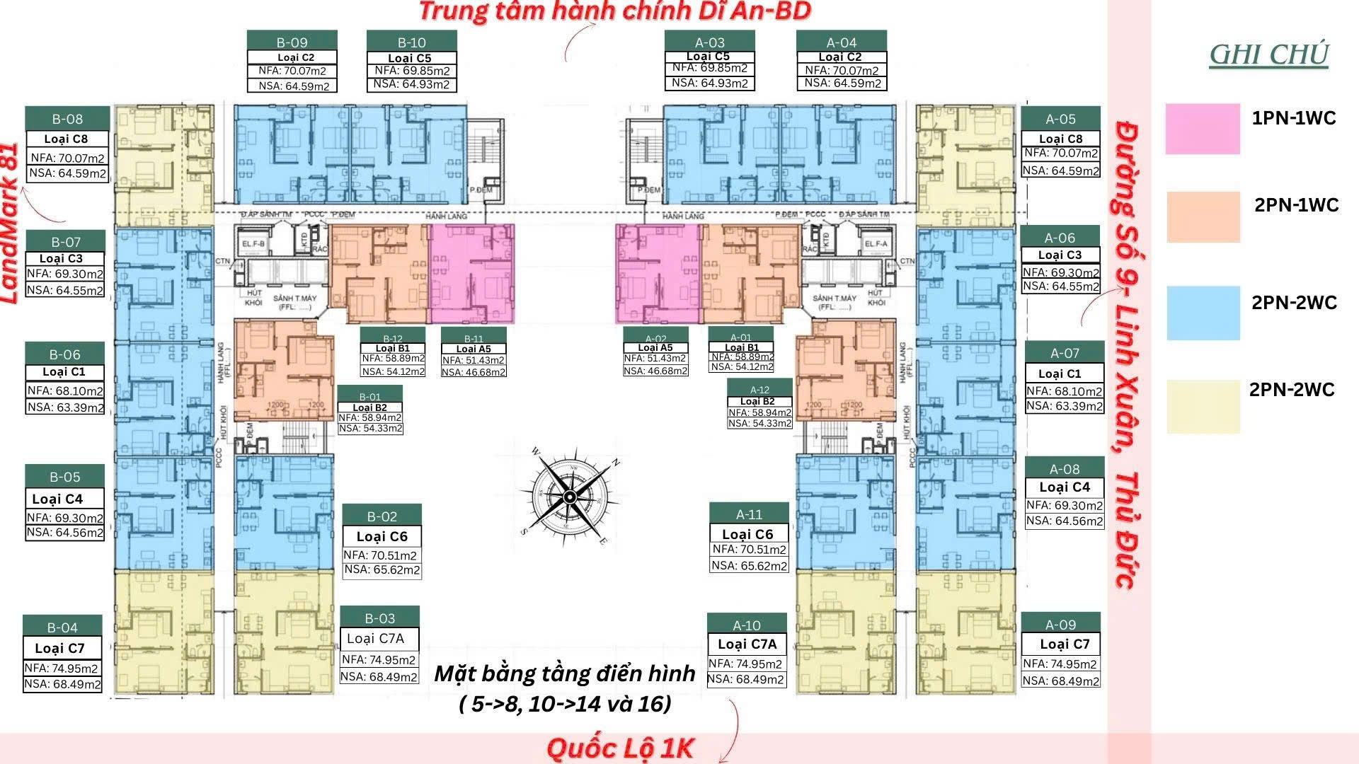 mặt bằng căn hộ điển hình