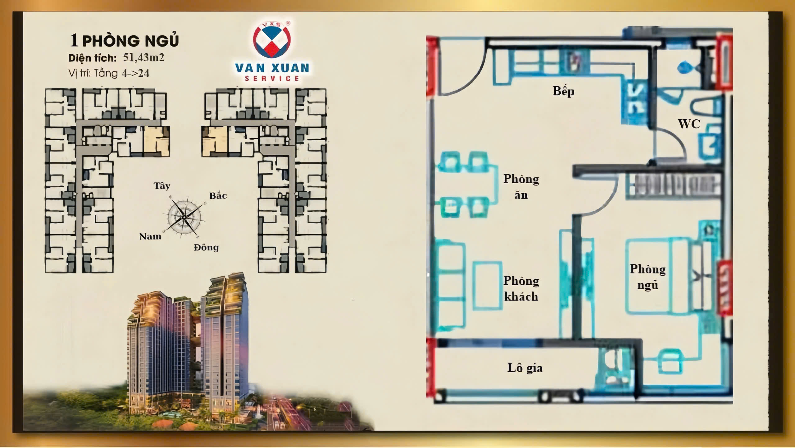 thiết kế căn hộ 1 PN